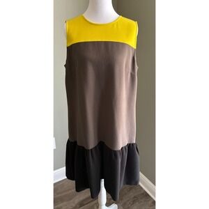 Ann Taylor LOFT Women's Multicolor Sleeveless Ruffle Hem Shift Dress‎ Size 12